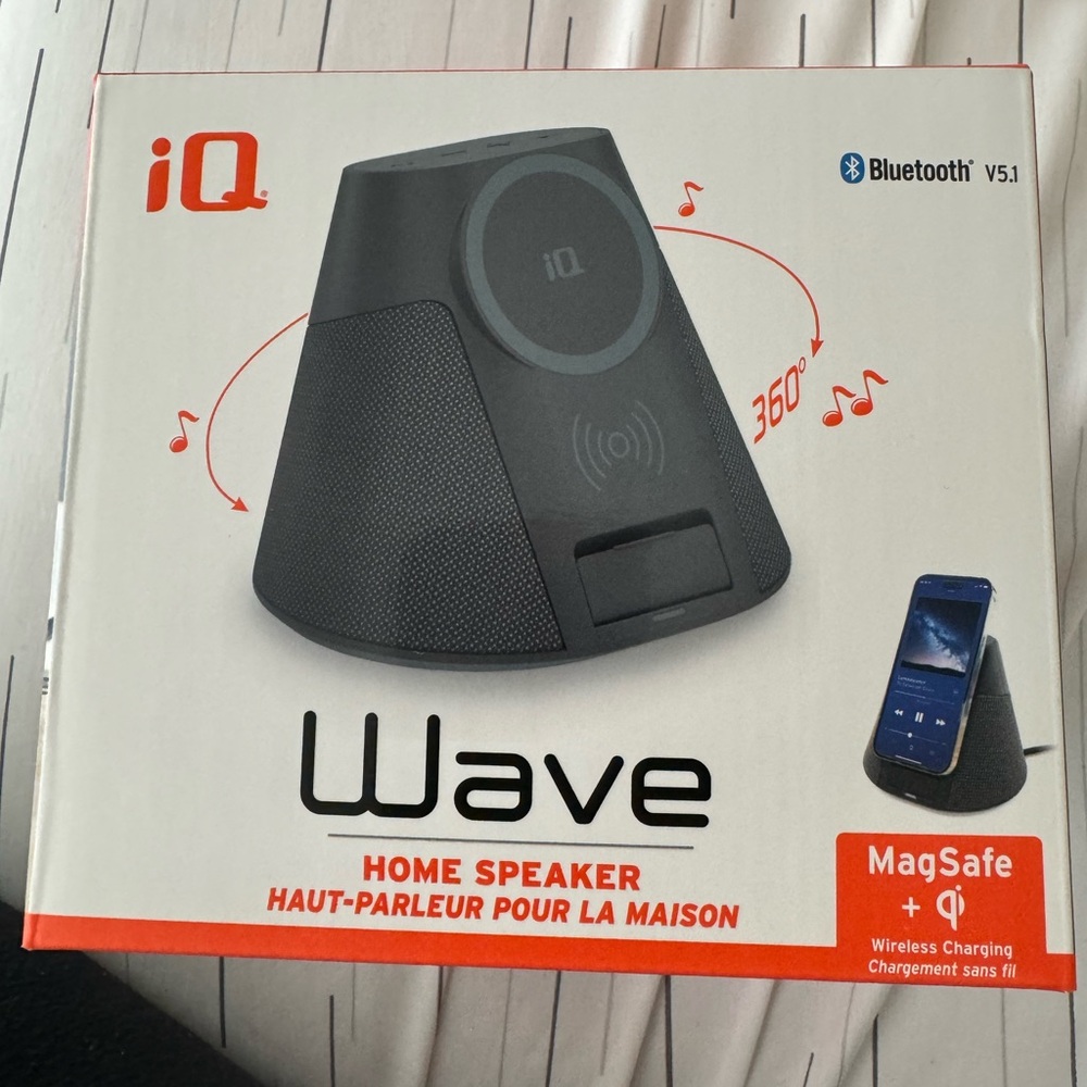 ALL IN ONE Wireless charging IQ Bluetooth WAVE HOME SPEAKER with MagSafe NWT